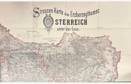 Strassen-Karte des Erzherzogthumes Österreich unter der Enns. Verfaßt auf Grundlage vorgenommener Detail-Meßungen der Straßen im Einklange mit der in natura bestehenden Distanzirung.