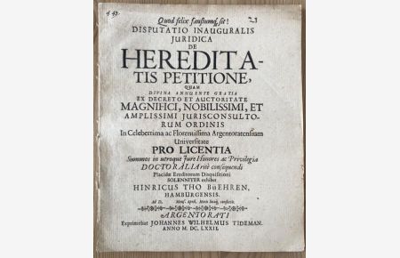 Disputatio Inauguralis Iuridica De Hereditatis Petitione.