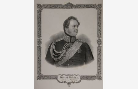 Portrait. Brustfigur in Uniform mit ornamentaler Umrahmung, unten mit Schriftkartusche. Anonyme Lithographie, gedruckt