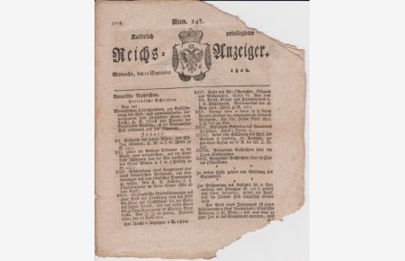Kaiserlich privilegirter Reichs-Anzeiger. Num. 248. Mittwochs, den 15 September 1802.