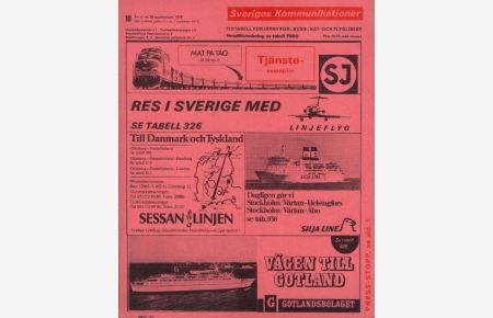 Sveriges kommunikationer. Tidtabell för järnvägs-, buss-, båt- och flyglinjer. 10. Fr. o. m. 30 september 1979