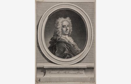 Portrait. Brustfigur nach rechts in Oval, darunter Schriftsockel. Kupferstich von Giovanni Antonio Faldoni (1689-1770).