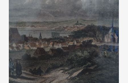 Ansicht von Schleswig. Kolor. Holzstich, um 1880. 14 x 22, 5 cm. Gerahmt.