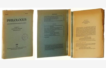 Philologus. Zeitschrift für das klassische Altertum. Band 97, Heft 1/2. Hrsg. von Johannes Stroux, Bruno Snell, Hans Ulrich Instinsky.
