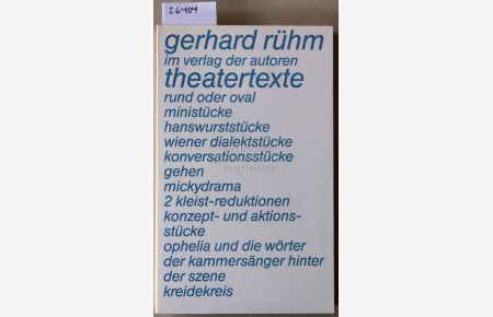 Theatertexte. Gesammelte Theaterstücke, 1954-1971. [= Theaterbibliothek]