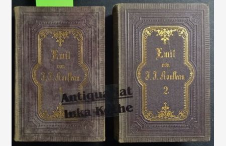Emil oder Ueber die Erziehung zwei Bände komplett -  - Frei aus dem Französischen übersetzt von H. Denhardt - Miniaturausgeáben im eleganten Ganzleineneinbänden -