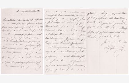 Eigenhändiger Brief mit Unterschrift von 28. Februar 1847 / Autograph letter with signature