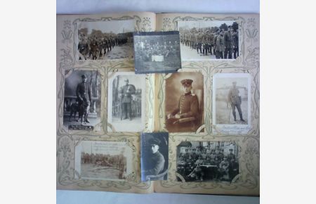 Album des Feldartillerie Regiments 4, Stab II / 7. Infanterie-Division. 92 Postkarten, große Fotografien und 5 Ansichtskarten