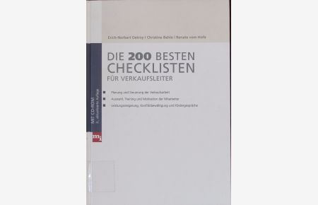 Die 200 besten Checklisten für Verkaufsleiter.   - Planung und Steuerung der Verkaufsarbeit.