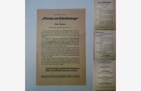 Original-Verlagsprospekt (Europa am Scheidewege / Der Christenspiegel / Neue Ausfahrt. Kampfblatt für deutsche Geistesbefreiung / Christentum und Rasse / Deutschgläubige Jugendunterweisung