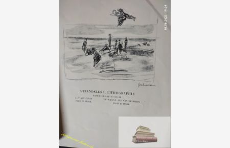 Neue graphische Arbeiten  - Judengasse in Amsterdam / Strandszene, Lithogr. /W. Bode, Lithogr. /Badende Jungen / Reiter am Strande /der barmherzige Samariter