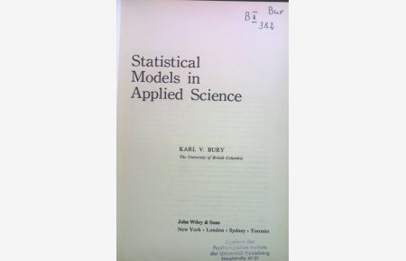 Statistical Models in Applied Science.   - Wiley Series in Probability and Mathematical Statistics