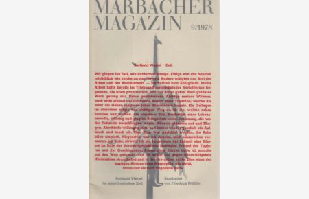 Marbacher Magazin 9/1978. Berthold Viertel im amerikanischen Exil.