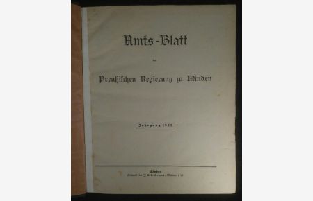 Amts-Blatt der Preußischen Regierung zu Minden. Jahrgang 1921.