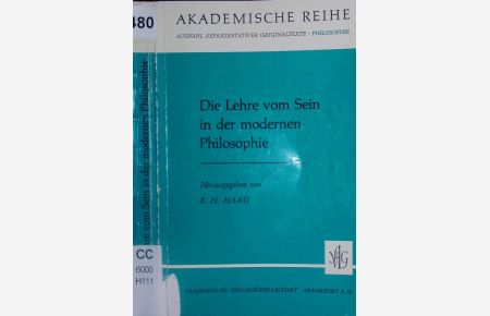 Die Lehre vom Sein in der modernen Philosophie.