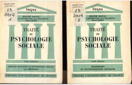 Traité de psychologie sociale  - Volumes 1 + 2