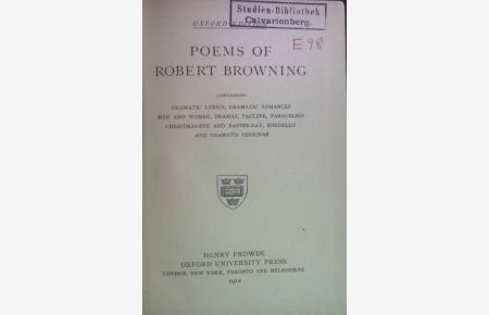 Poems by Robert Browning.
