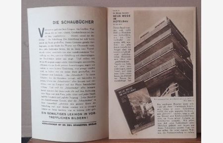 Verlagswerbung / Broschüre des Orell Füssli Verlag, Zürich-Leipzig Schaubücher Prospekt der 1. und 2. Reihe