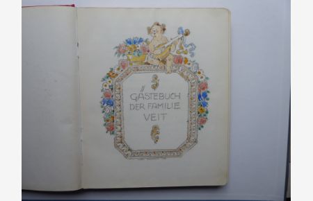 Farbige Originalzeichnung als Titelblatt für Gästebuch der Familie Veit.   - Am unteren Rand signiert u. datiert.