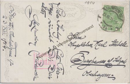 Original Autograph Karte Maximilian Liebenwein an Karl Stechele 23. Dezember 1914 /// Autograph signiert signed signee