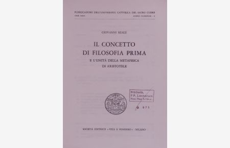 IL CONCETTO DI FILOSOFIA PRIMA E L’UNITÀ DELLA METAFISICA DI ARISTOTELE.   - SCIENZE FILOSOFICHE - 3