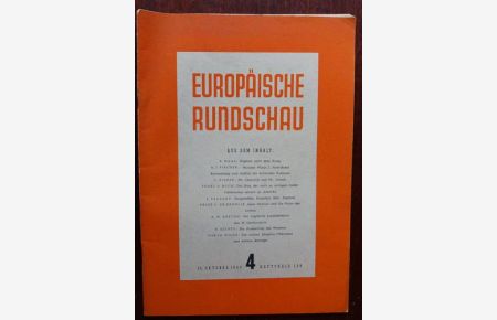Europäische Rundschau. Nr. 4. 15. Oktober 1946.