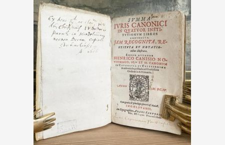 Summa Iuris Canonici. In Quatuor Institutionum Libros Contracta. Mit Holzschnitt-Titelvignette.