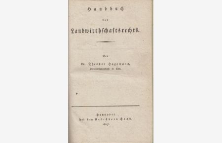 Handbuch des Landwirthschaftsrechts.