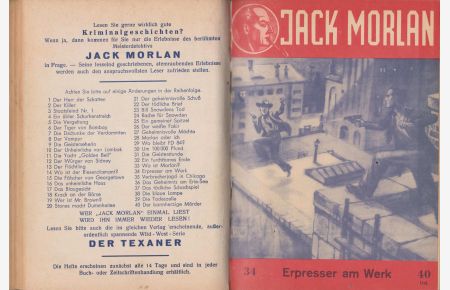 Jack Morlan, der Meisterdetektiv. Heft 31 - 40 (in 1 Band). Neue Folge. Mit eingebundenen Original-Broschurdeckeln.