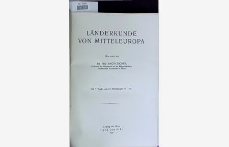 LÄNDERKUNDE VON MITTELEUROPA.   - AD-0169