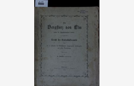 Der Bergsturz von Elm am 11. September 1881.   - Bericht des Centralhülfscomite über die zu Gunsten der Geschädigten eingegangenen Liebesgaben und deren Vertheilung
