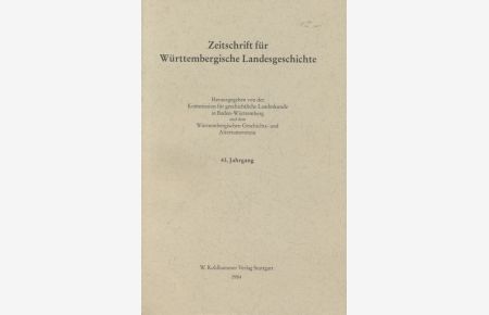 Zeitschrift für Württembergische Landesgeschichte, 43. Jahrgang.