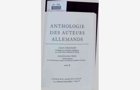 Anthologie des auteurs allemands.   - Tome 2