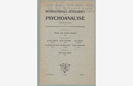 VI. Jahrgang 1920. Internationale Zeitschrift für Psychoanalyse Heft 1-3.   - Internationale Psychoanalytische Vereinigung. Redigiert v. Otto Rank.