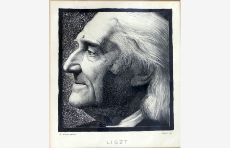 [Porträt, Profil nach link, Reproduktion einder Zeichnung von Allen] Liszt