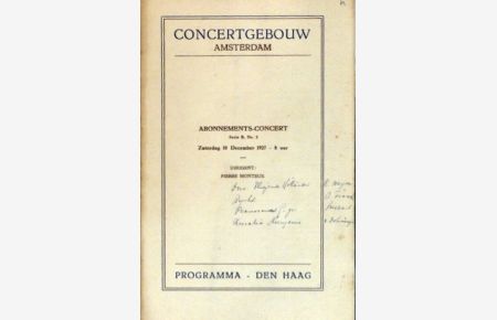 [Programmheft] Programma van het tweede Abonnements-Concert (Serie B). Dirigent: Pierre Monteux. Solist: Ernst von Dohnányi [Klavier]