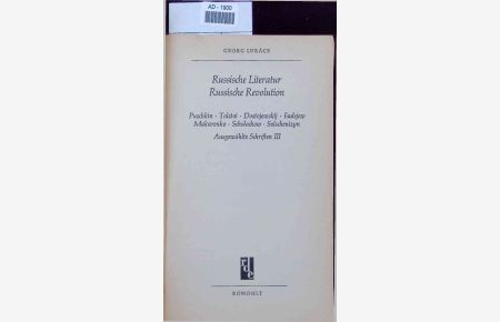 Russische Literatur. Russische Revolution.   - Ausgewählte Schriften III