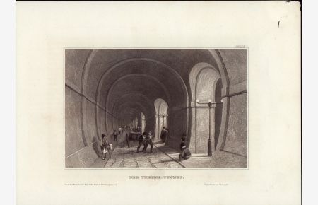 Original Stahlstich. 1839. Der Themse-Tunnel.