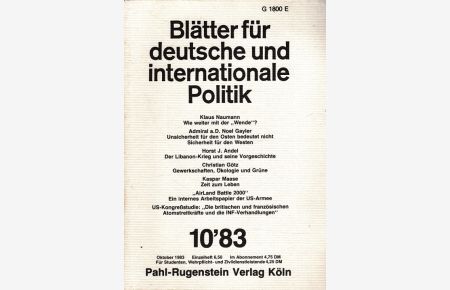 Blätter für deutsche und internationale Politik Heft 10/83 (28. Jahrgang)