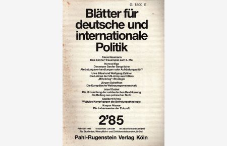 Blätter für deutsche und internationale Politik Heft 2/85 (30. Jahrgang)