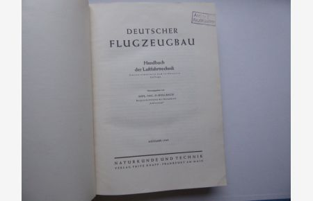 Deutscher Flugzeugbau. Handbuch der Luftfahrttechnik.
