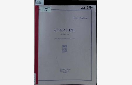 Henri Dutilleux. Sonatine pour Flute et Piano.