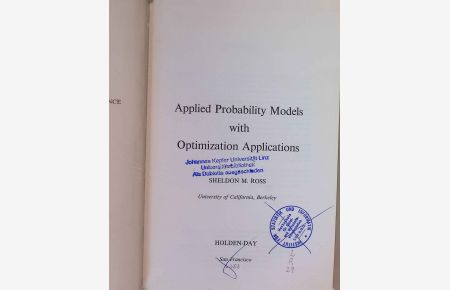 Applied Probability Models with Optimization Applications  - Holden-Day Series in Management Science.