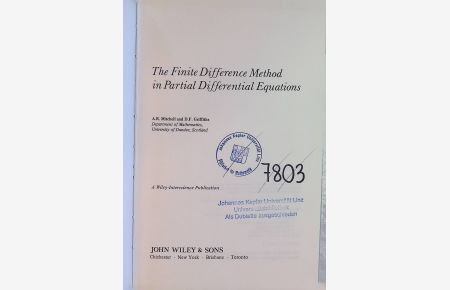 The Finite Difference Method in Partial Differential Equations.