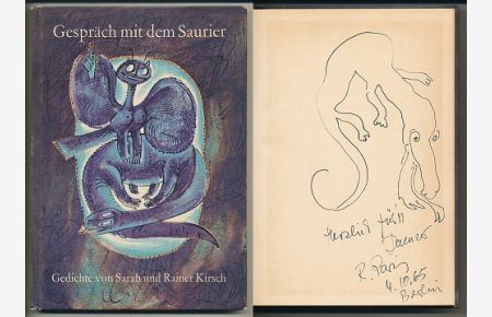 Gespräch mit dem Saurier.   - Gedichte. Mit farbigen Tafeln von Ronald Paris.