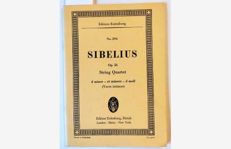 String Quartet. Op. 56. D minor - Ré mineur - D moll. Eulenburg No. 294. Studienpartitur. Study score.