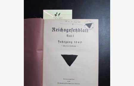 Reichsgesetzblatt, Teil I: Jahrgang 1940 - Zweites Halbjahr