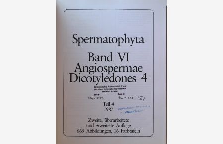 Spermatophyta: Angiospermae. - Dicotyledones 4, Teil 4 1987  - Gustav Hegi: Illustrierte Flora von Mittel-Europa, Bd. 6.