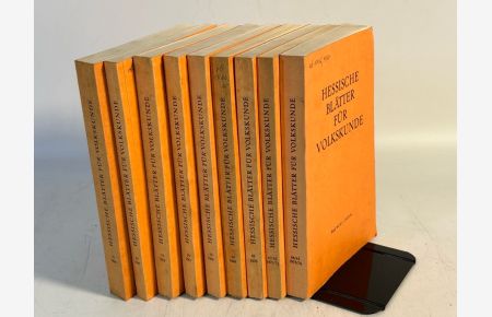 Hessische Blätter für Volkskunde. Band 1 (1902) - 64/65 (191973/74) + Registerband in 42 Bänden.