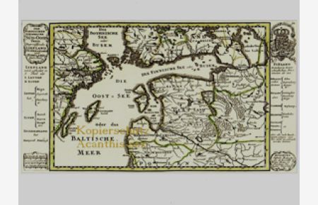 Landkarte Baltikum Kurland Livland nach Gabriel Bodenehr 1730 Reprint  - Der nordischen Königreiche Süd-Ost-Theil